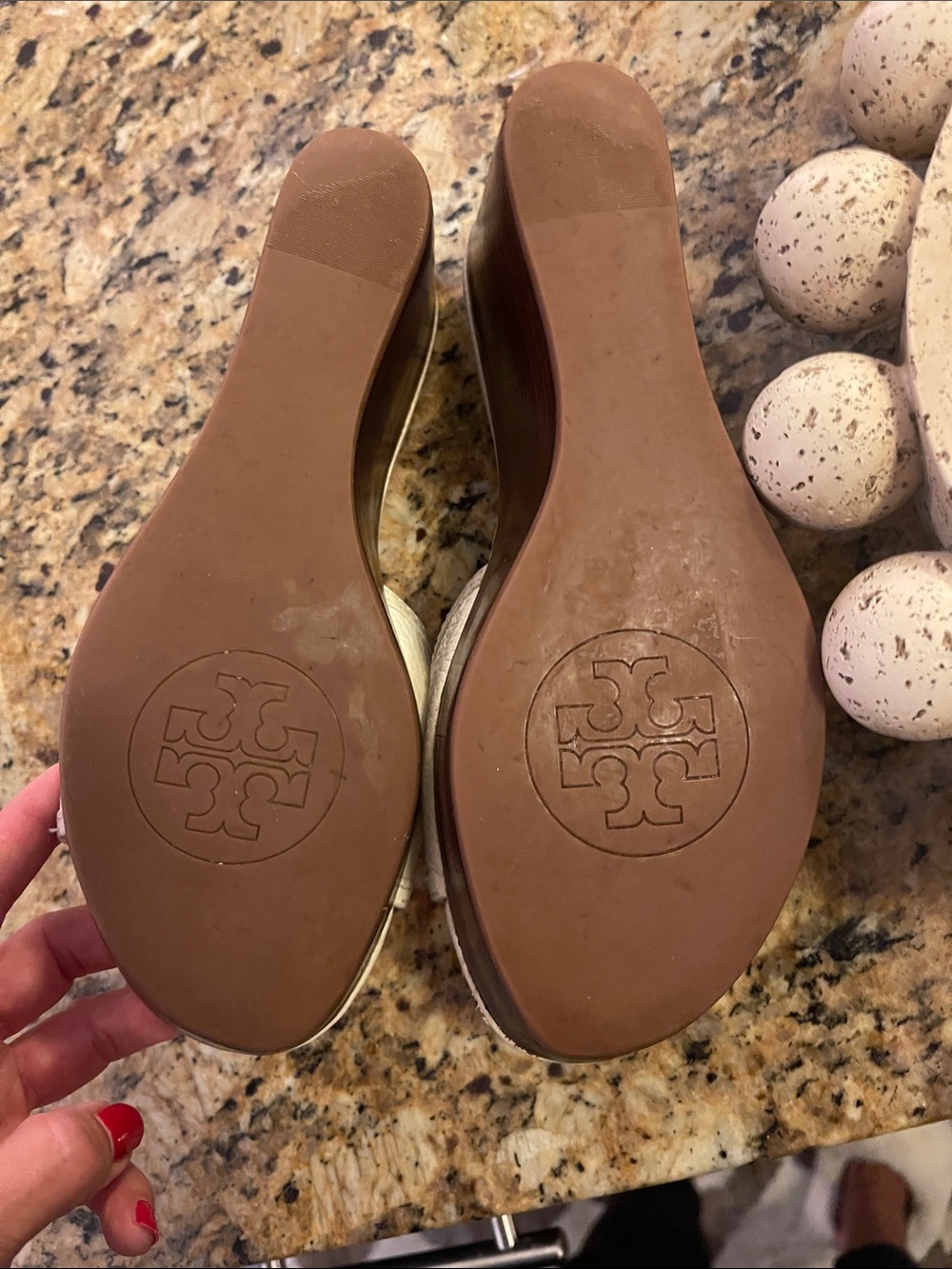 Tory Burch White Leather Slide Mules with Gold Logo Medallions - Picture 4 of 7